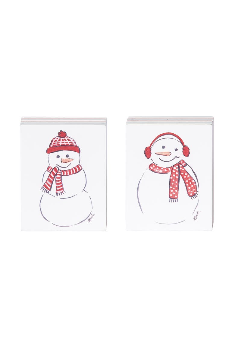 Snowman Block Set of 2 Tabletop Christmas Decor, Main, color, Multicolored