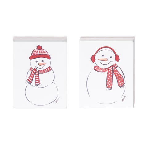 Snowman Block Set of 2 Tabletop Christmas Decor