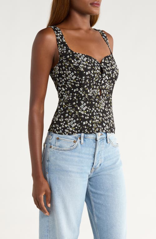 Reformation Francy Floral Print Cutout Tank In Black