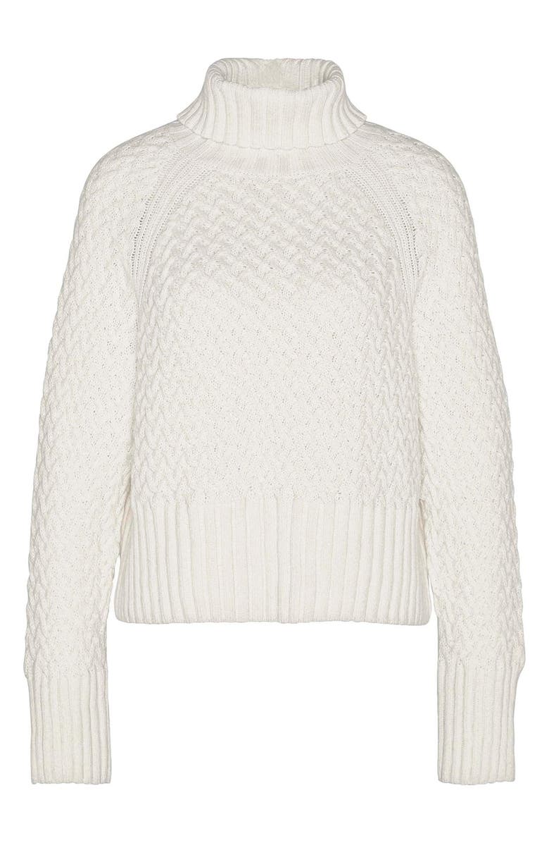 Barbour Malton Basket Texture Turtleneck Sweater, Alternate, color, Ecru Beige