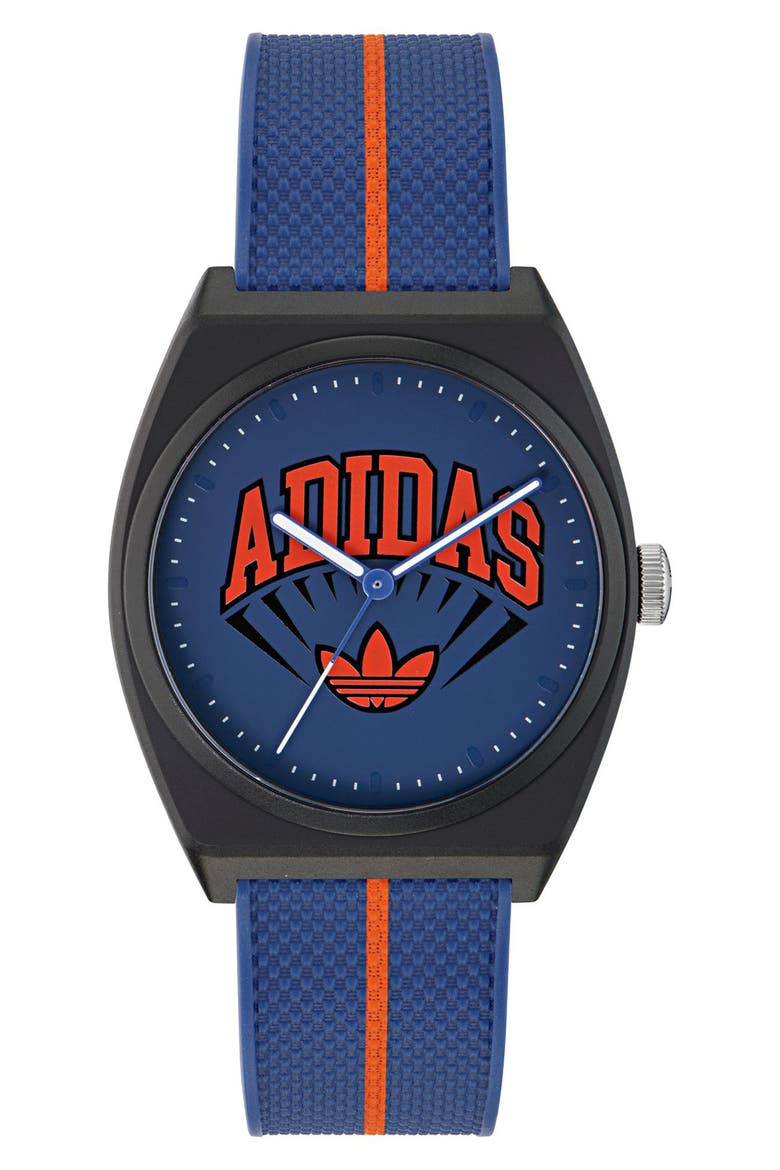 AO Street Project 2 Blue Logo Graphic Resin Strap Watch, 38mm, Main, color, BLUE