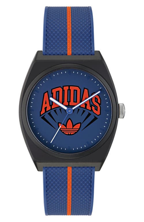 Adidas Originals Adidas Ao Street Project 2 Blue Logo Graphic Resin Strap Watch, 38mm In Blue