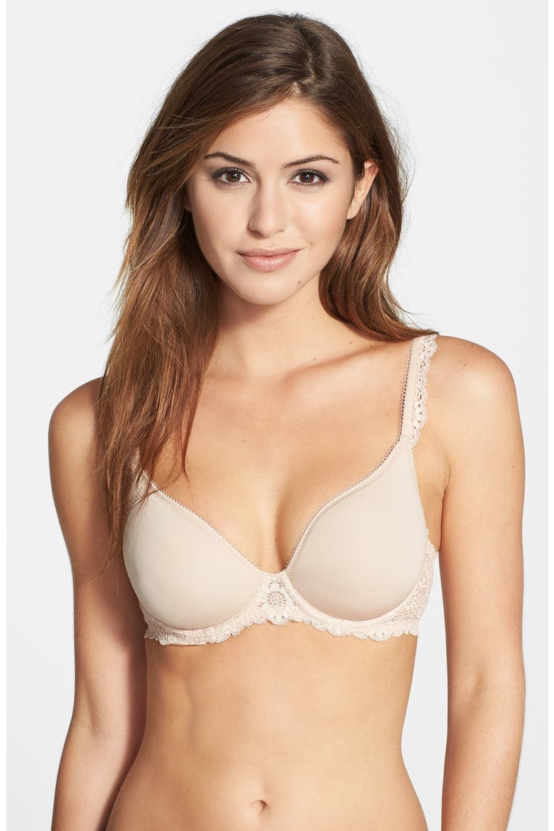'Caressence 3D' Plunge Bra, Main, color, PEAU ROSE