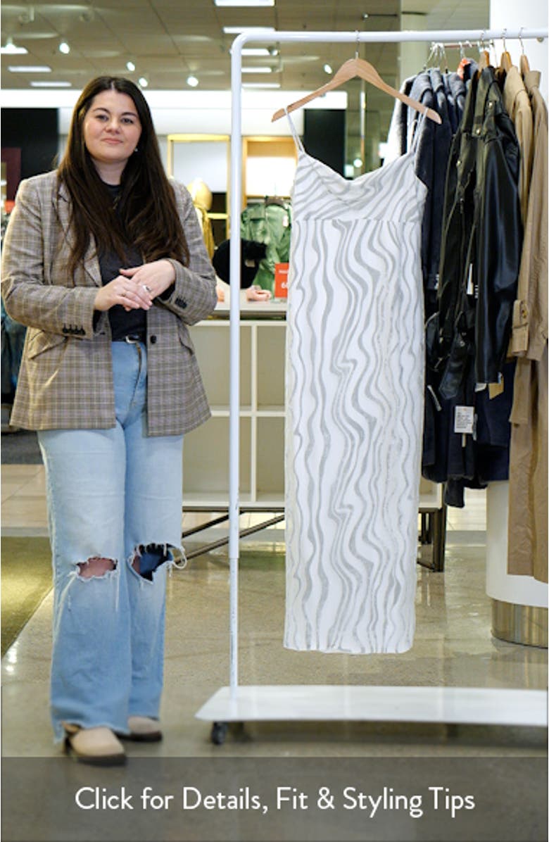 The Lindsey Metallic Stripe Empire Waist Dress, sales video thumbnail