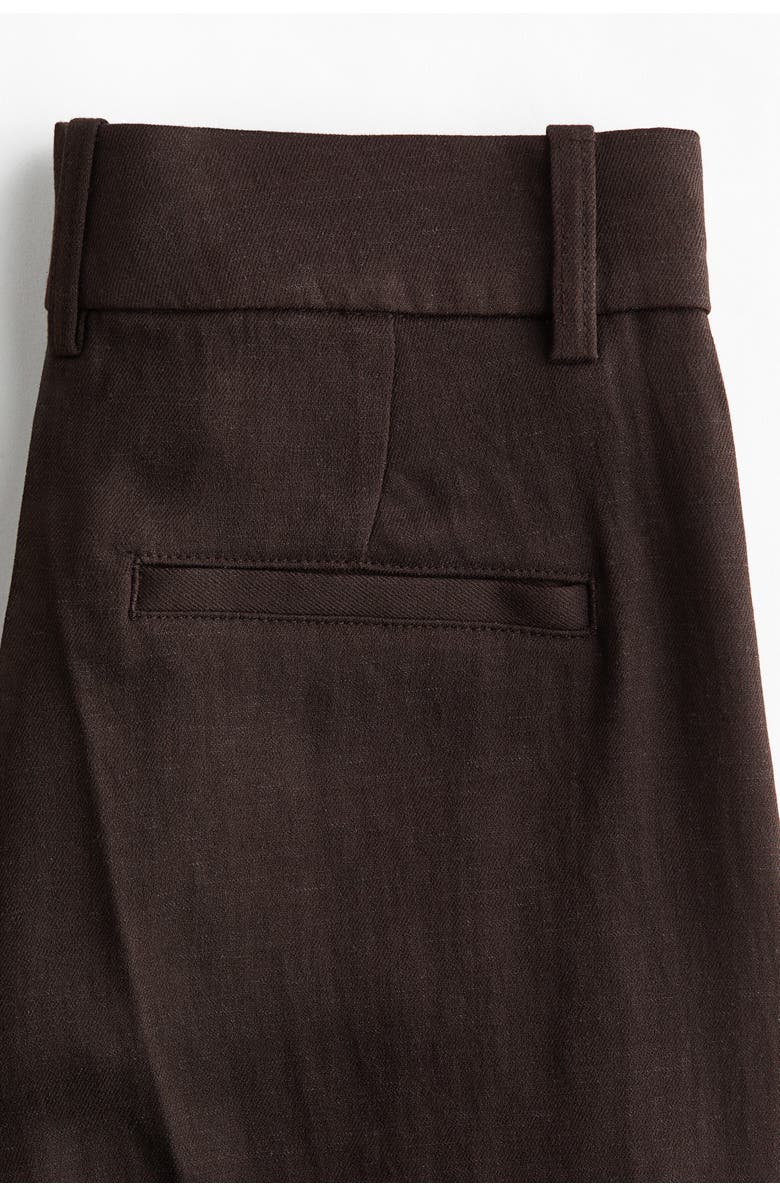 H&M Wide Linen-blend Trousers, Alternate, color, Dark Brown