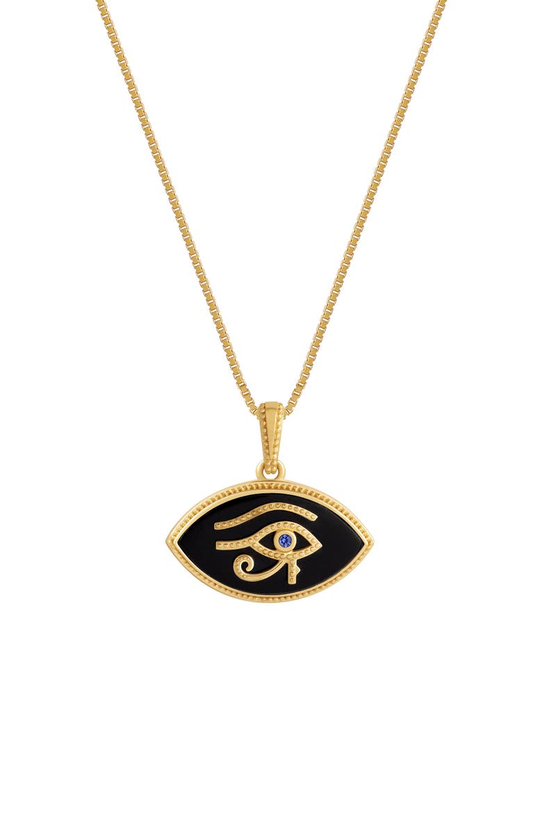Sacred Gaze Eye of Horus Gold Necklace, Main, color, Gold/Black