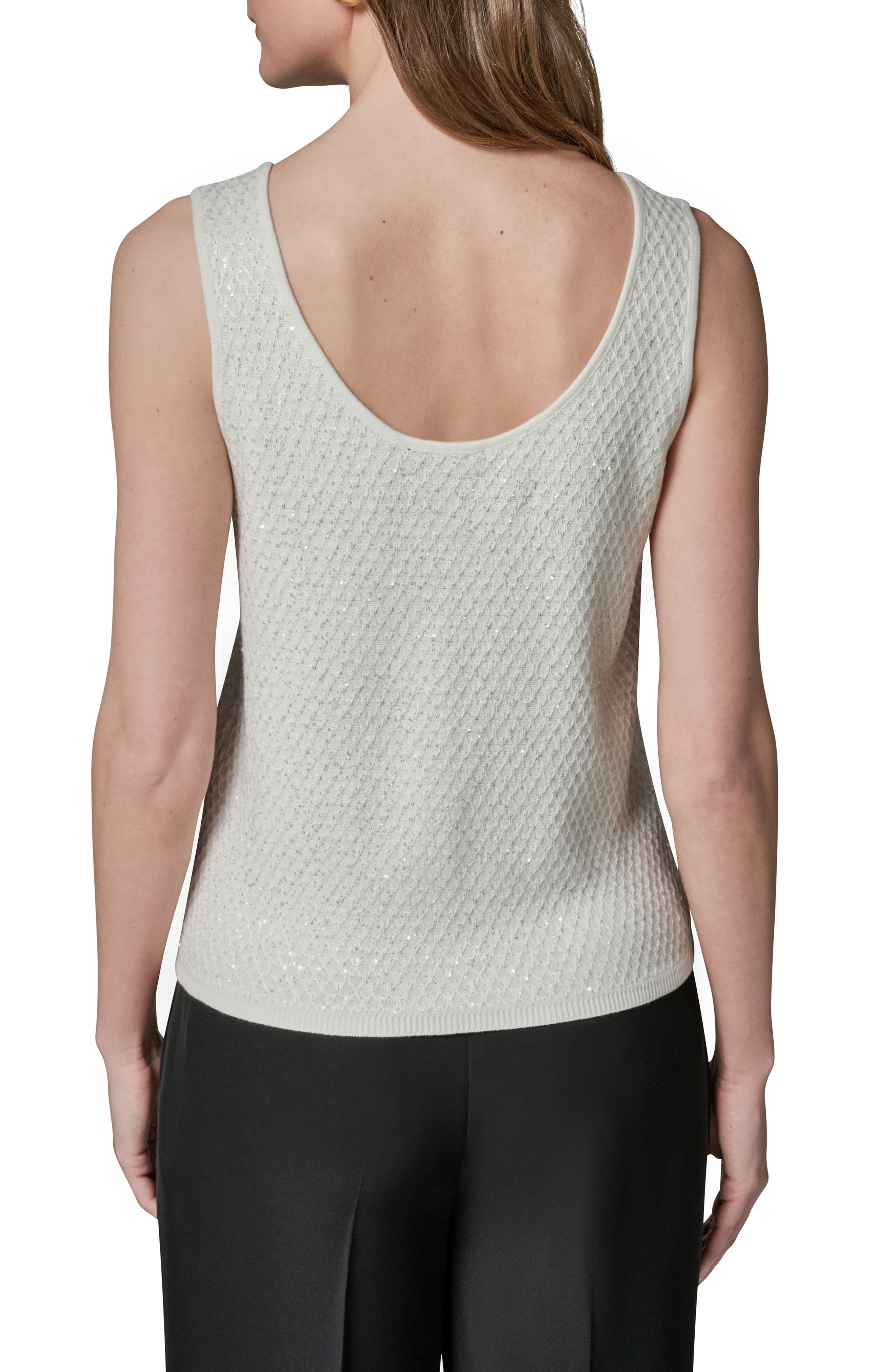 Donna Karan New York Novelty Sequin Scoop Neck Cotton Blend
