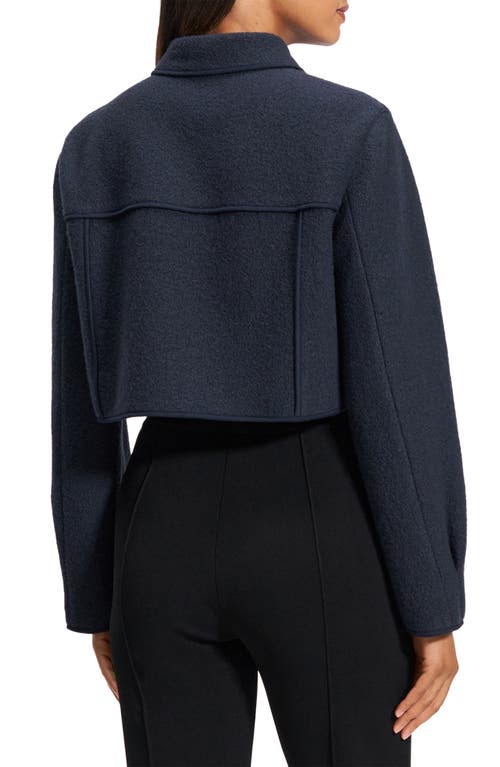 Theory Wool Cropped Jacket In Blue
