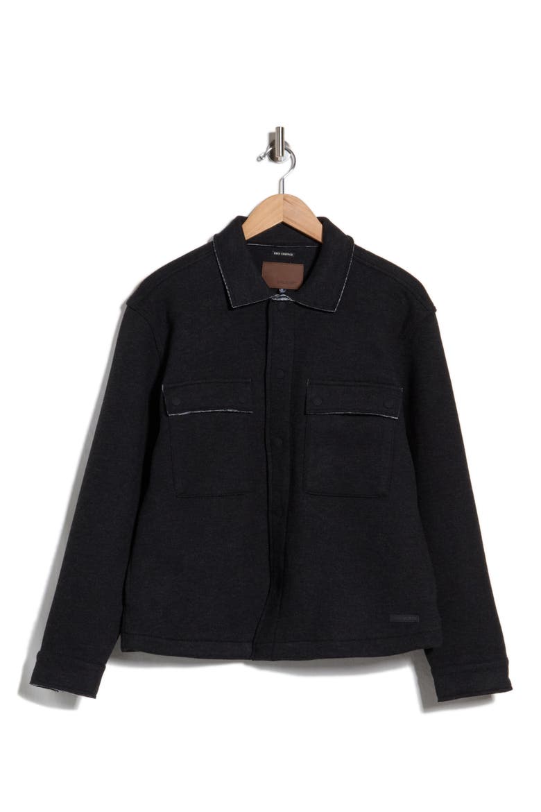 Boxy Cropped Shacket, Main, color, HEATHER BLACK