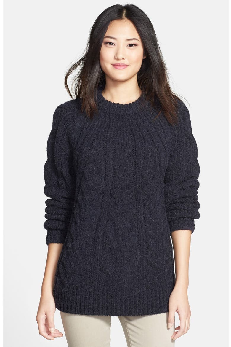 Cable Knit Sweater, Main, color, NEW NAVY