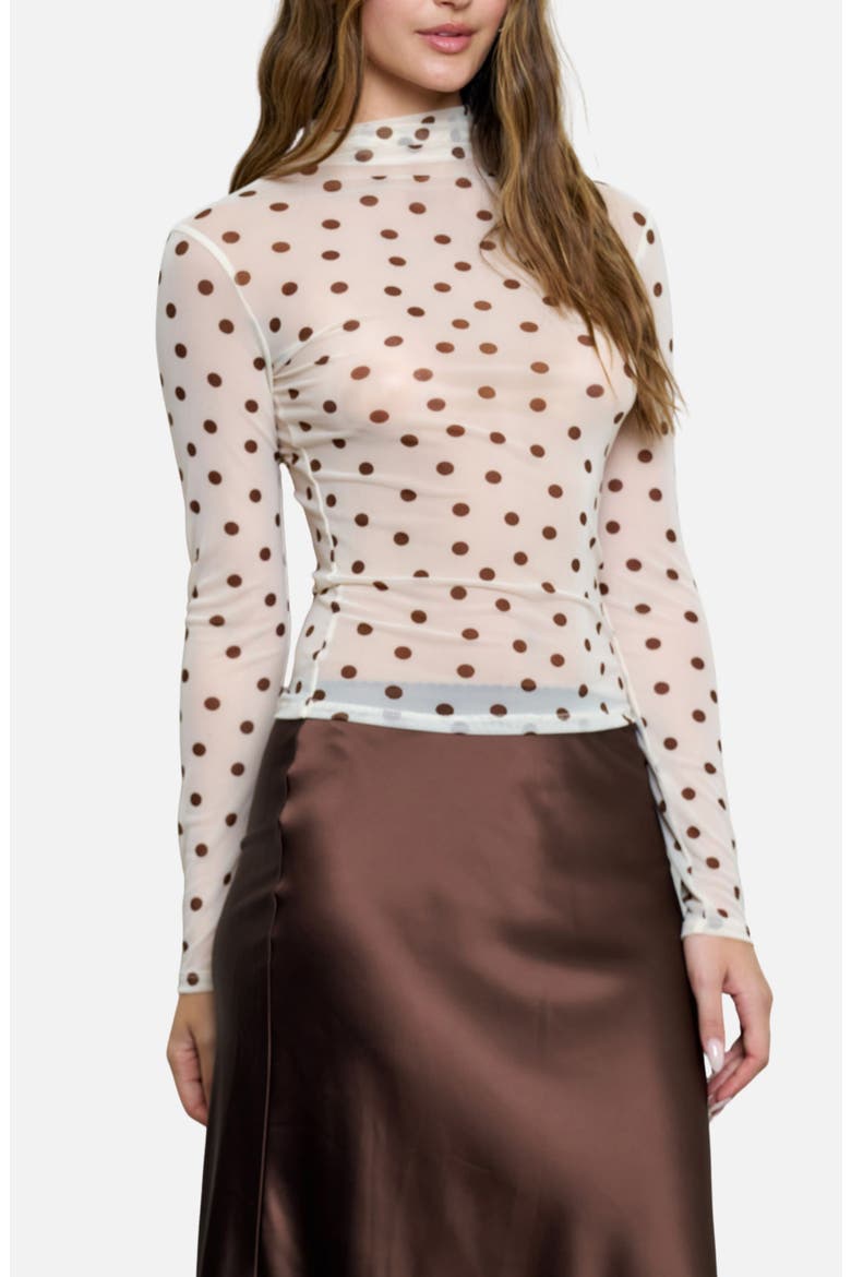 Mesh Mock Neck Top, Alternate, color, IVORY