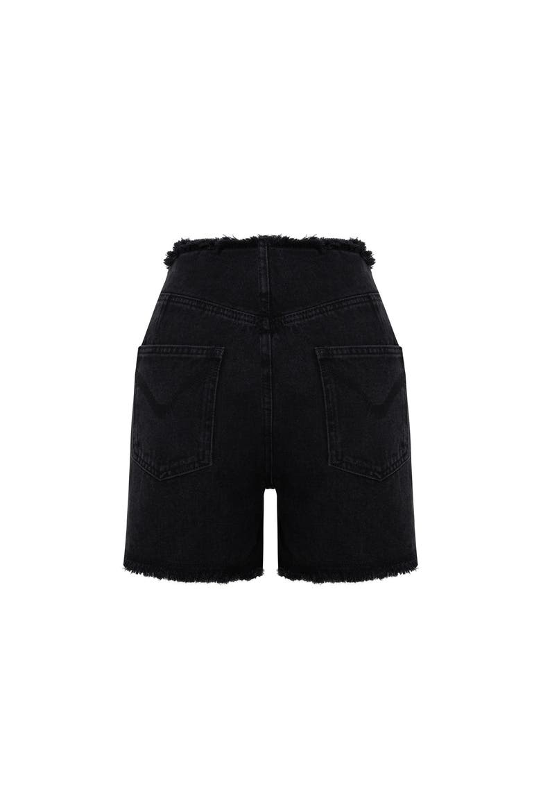 Cotton High Waist Denim Shorts, Alternate, color, BLACK