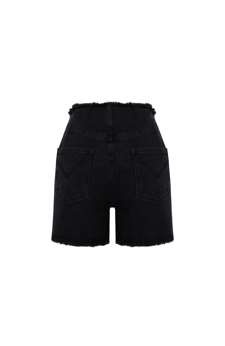PCFG Cotton High Waist Denim Shorts, Alternate, color, Black