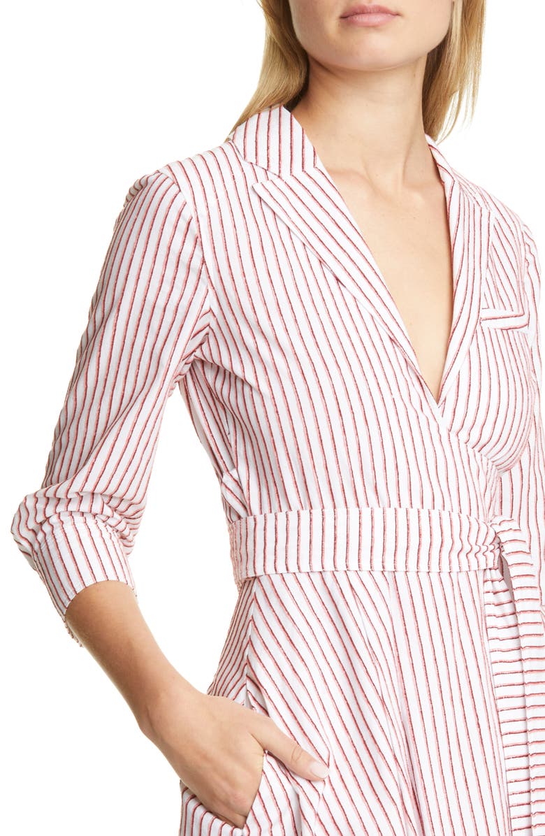 By Any Other Name Velvet Stripe Cotton Midi Wrap Dress, Alternate, color,