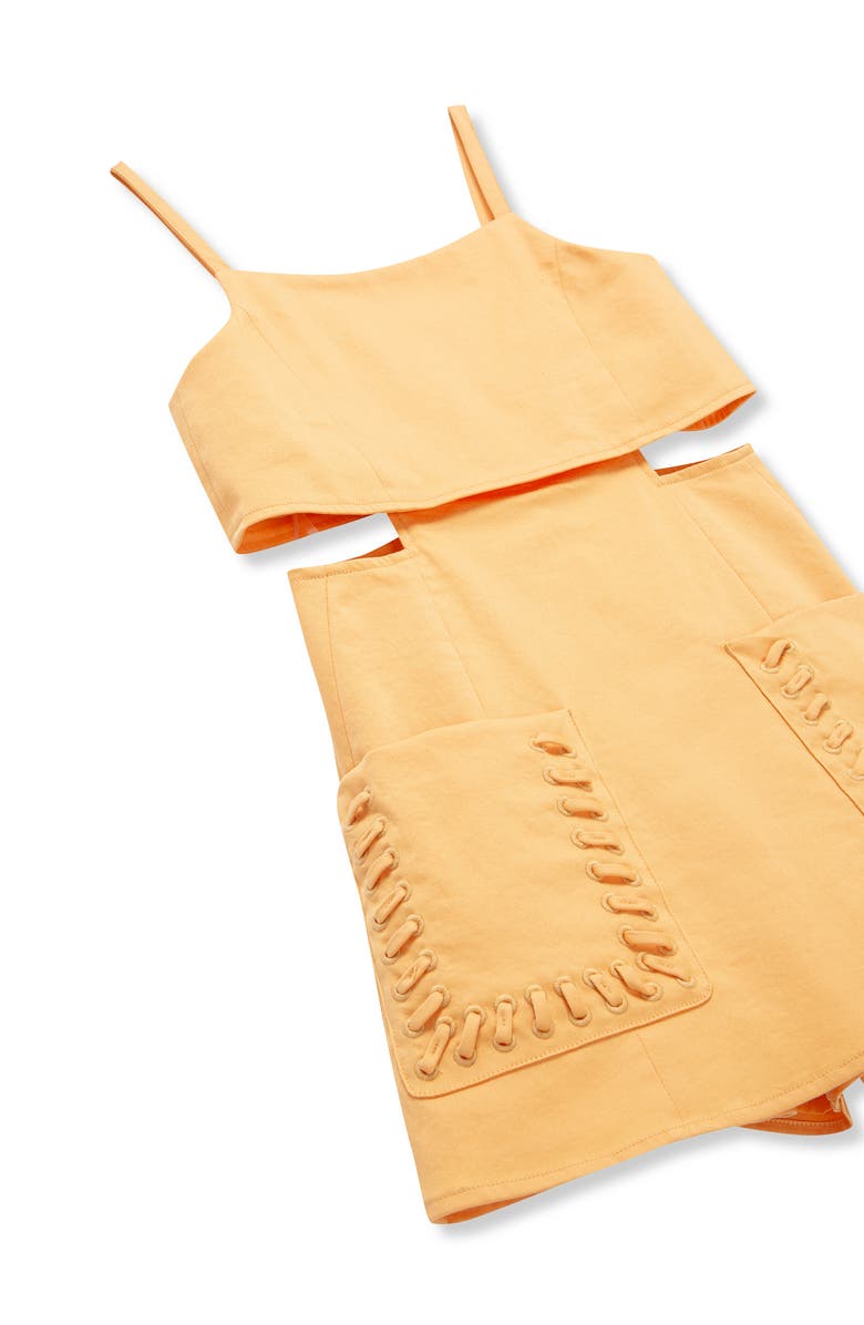 Habitual Kids Kids' Cutout Stretch Cotton Romper, Alternate, color, Orange