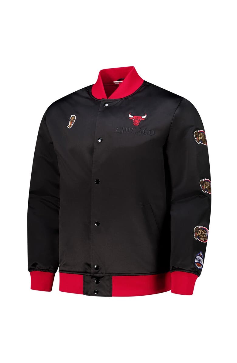 Mitchell & Ness Men's Mitchell & Ness Black Chicago Bulls Hardwood Classics Team OG 3.0 Lightweight Satin Full-Snap Jacket, Alternate, color, 