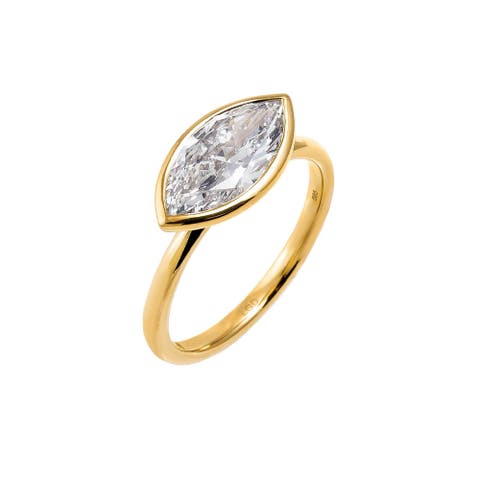 Lab Grown Diamond Marquise Bezel Ring 14K