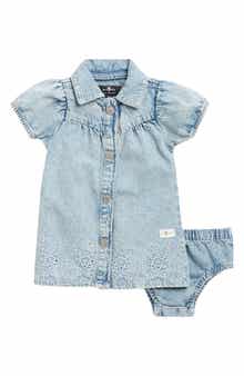 Embroidered Denim Dress & Bloomers Set