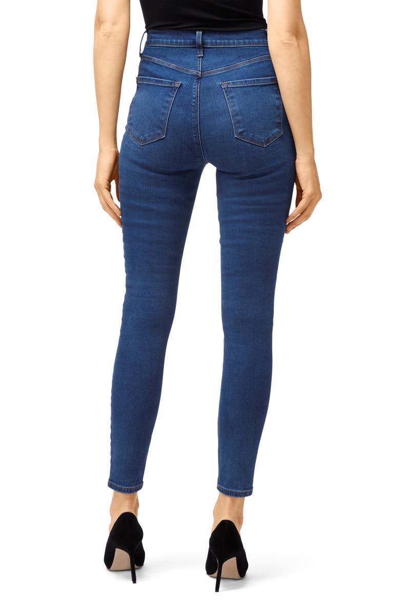 Leenah Super High Waist Raw Ankle Skinny Jeans, Alternate, color, CYBER