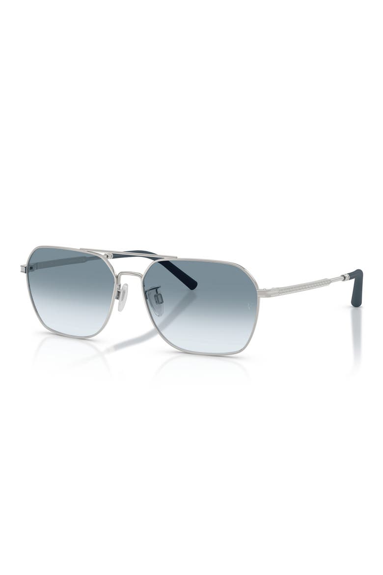58mm Roger Federer R-17 Irregular Sunglasses, Alternate, color, BRUSHED SILVER / SKY