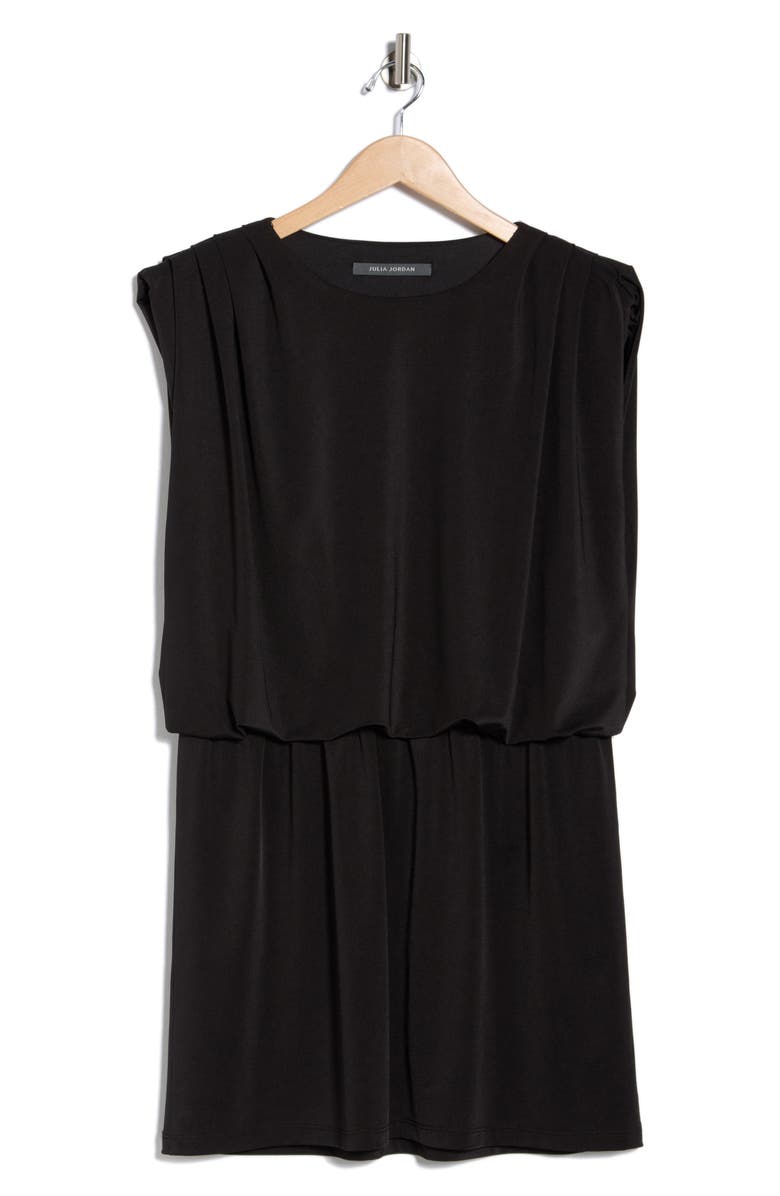 Julia Jordan Shoulder Pleat Minidress, Alternate, color, Black