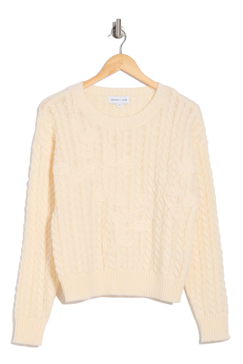 Cable Knit Sweater, Alternate, color, IVORY