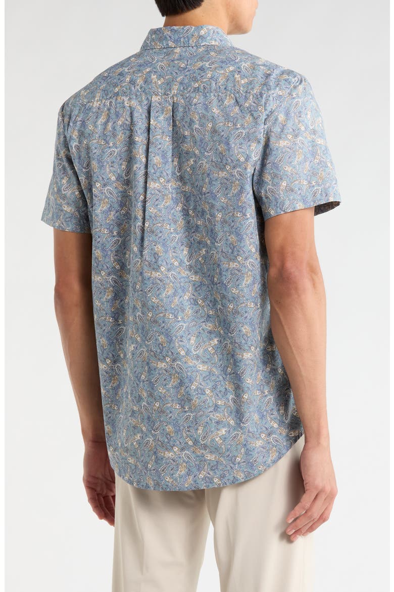 Short Sleeve Poplin Button-Up Shirt, Alternate, color, BLUE SPRUCE UPTOWN PAISLEY