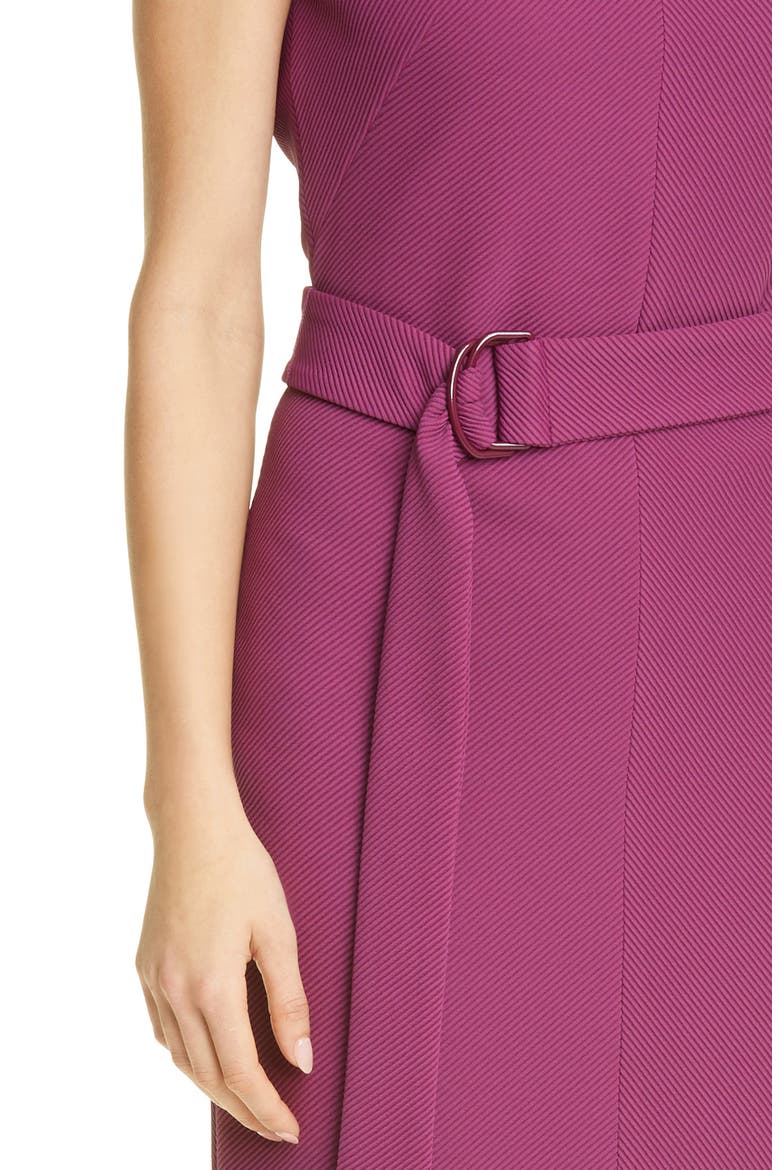 Dadorina Belted Front Slit Sheath Dress, Alternate, color, AUBERGINE