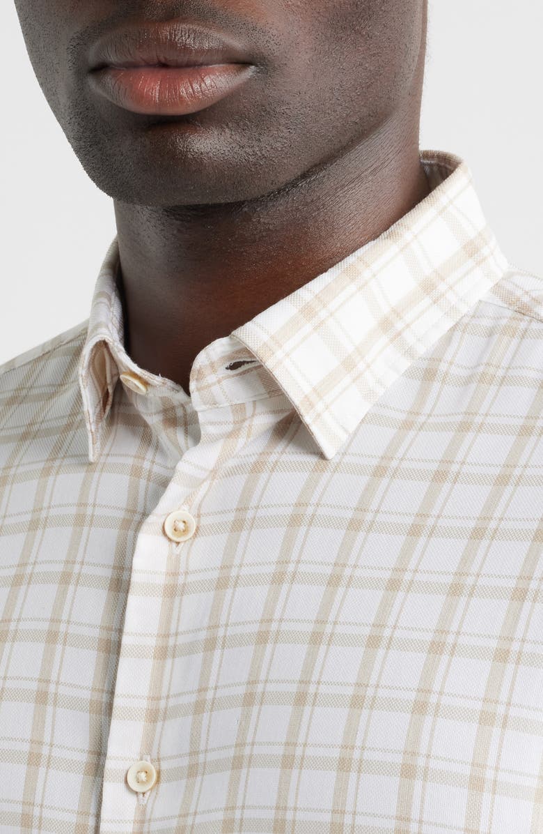 Faherty Movement Monterrey Plaid Button-Up Shirt, Alternate, color, Khaki Cloud Plaid