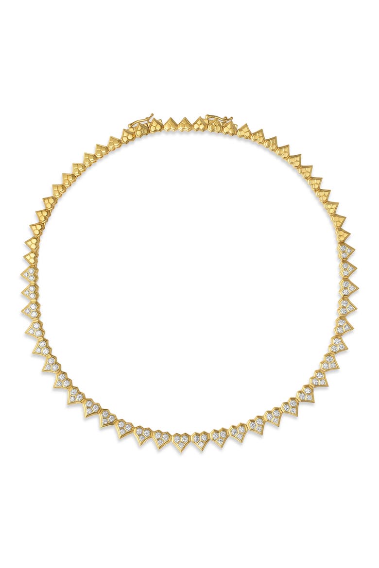 Honeycomb Diamond Heart Choker Necklace, Alternate, color, YELLOW GOLD