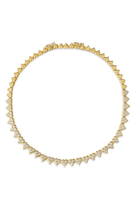 Honeycomb Diamond Heart Choker Necklace