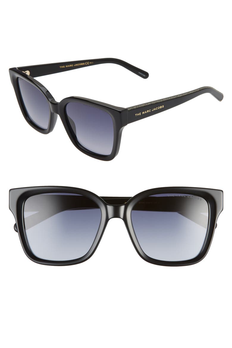 53mm Square Sunglasses, Main, color, BLACK/ DARK GREY