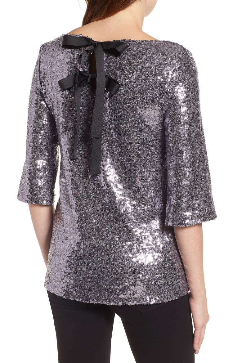 Tie Back Sequin Top, Alternate, color, LAVENDER
