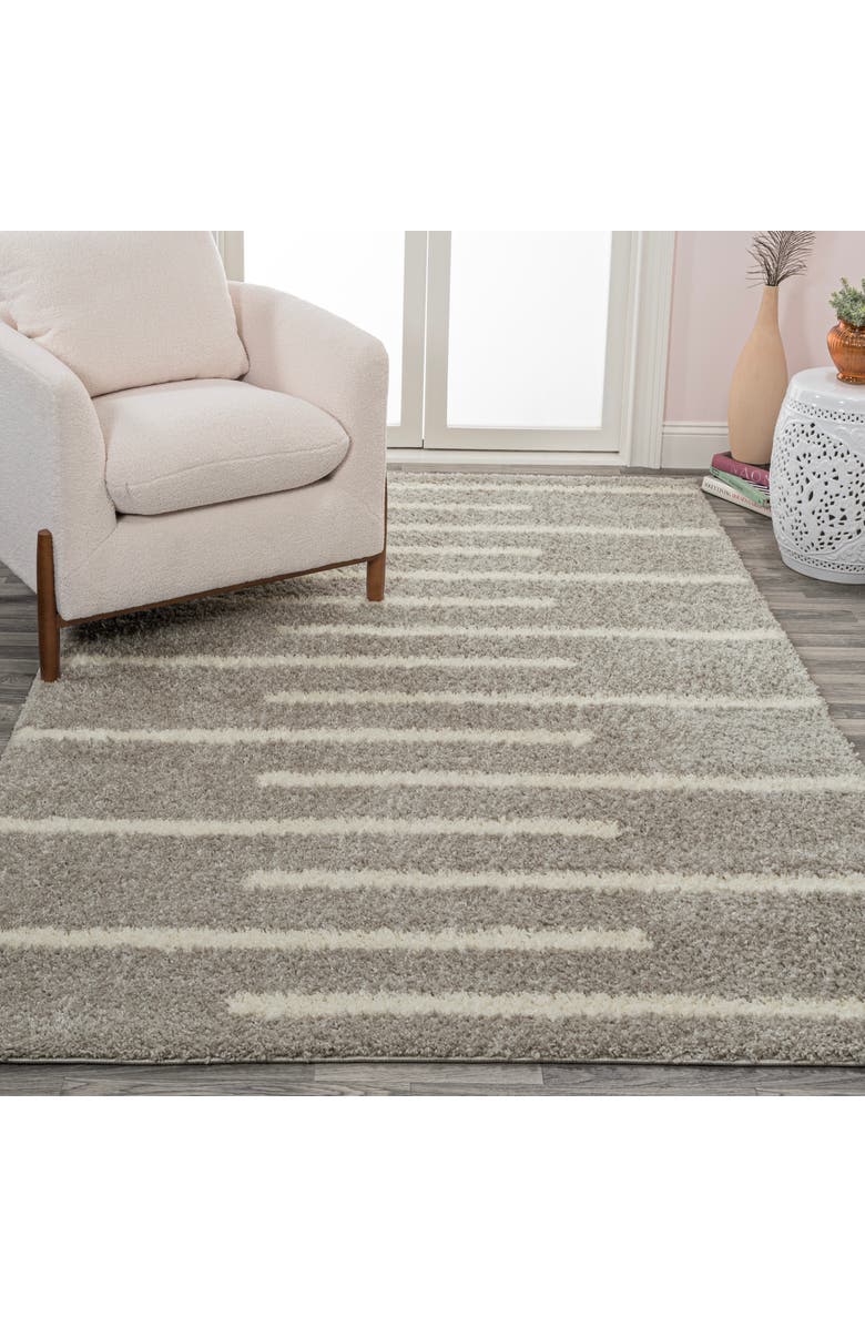 JONATHAN Y Alaro Berber Stripe Shag Area Rug, Alternate, color, Gray/Ivory