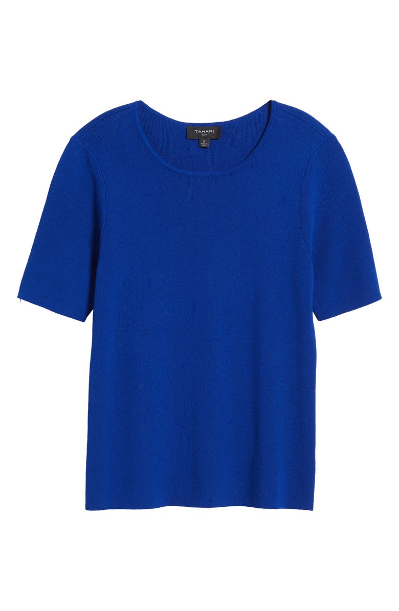 Tahari ASL Short Sleeve Sweater, Alternate, color, Cobalt