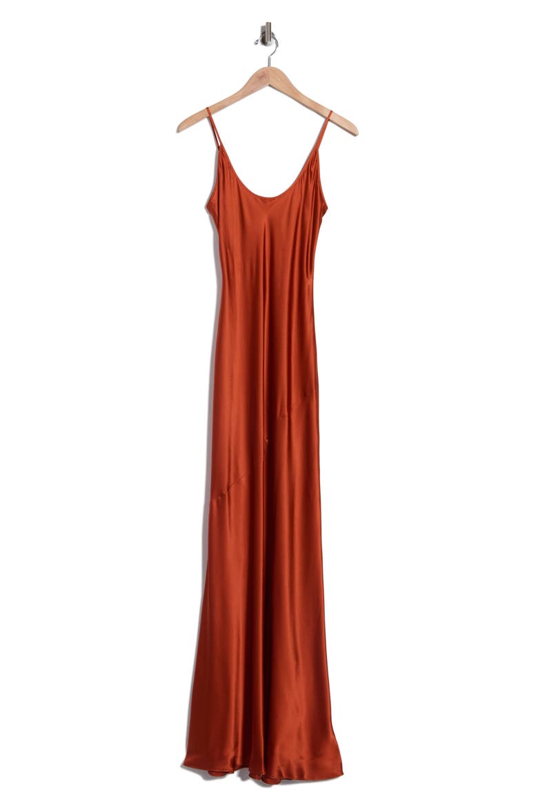 Charmaine Spaghetti Strap Silk Gown, Alternate, color, CLAY