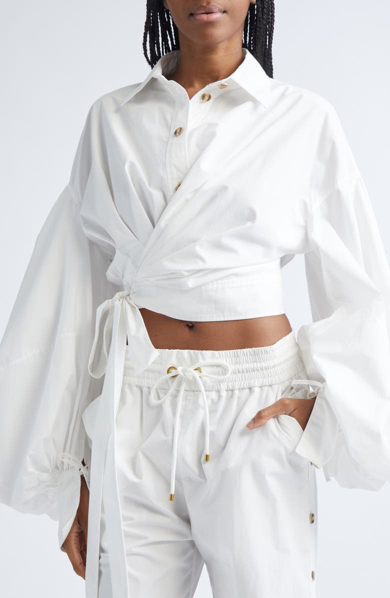 Zimmermann Rebellion Poplin Wrap Shirt, Alternate, color, Ivory