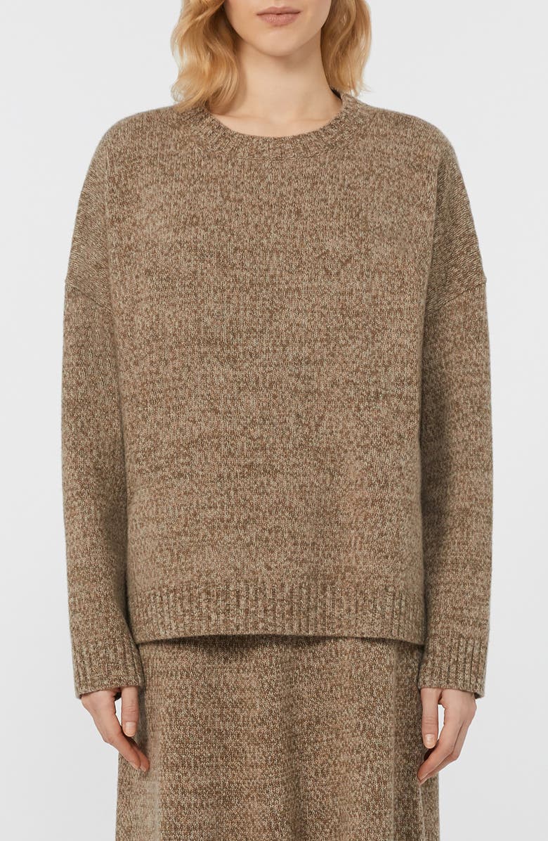 Weekend Max Mara Sibari Mélange Wool Crewneck Sweater, Main, color, Hazelnut Brown