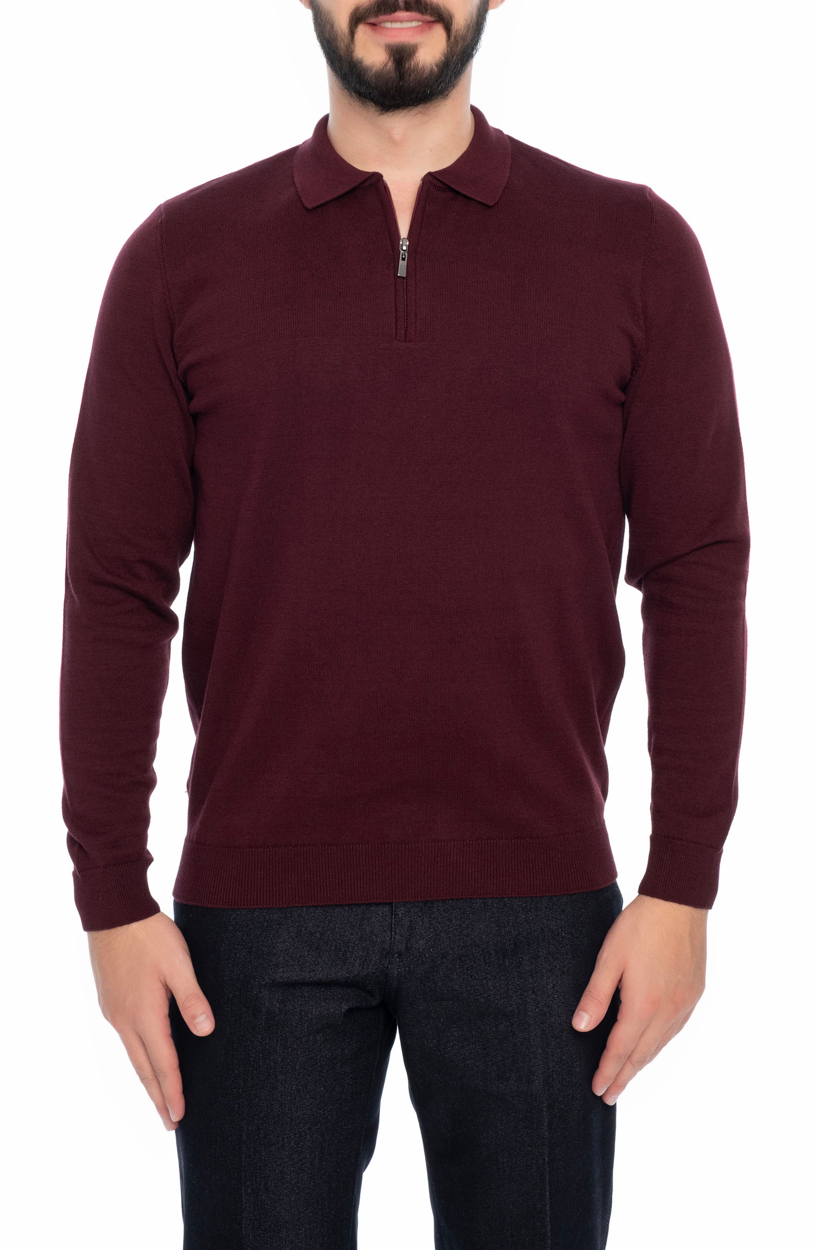 VELLAPAIS 1/4 Zip Cotton Pullover Sweater