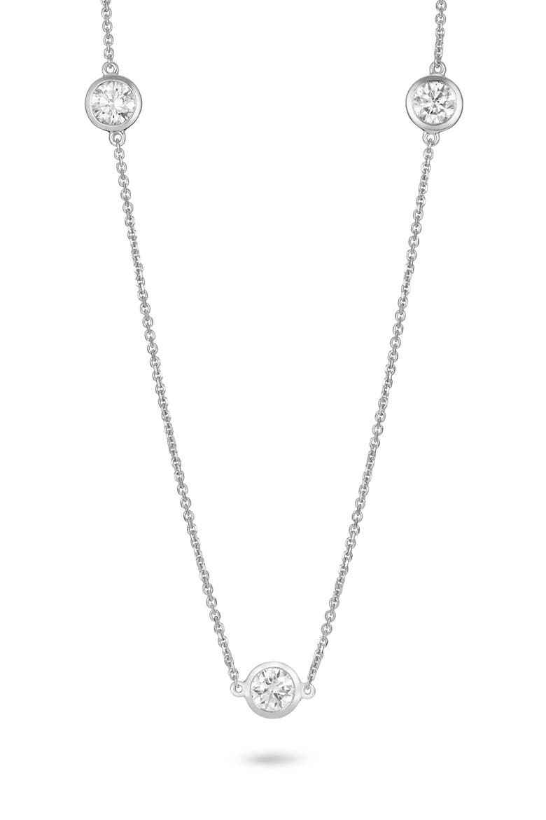 14K Gold Lab Grown Diamond Bezel Station Necklace, Alternate, color, WHITE/ 14W