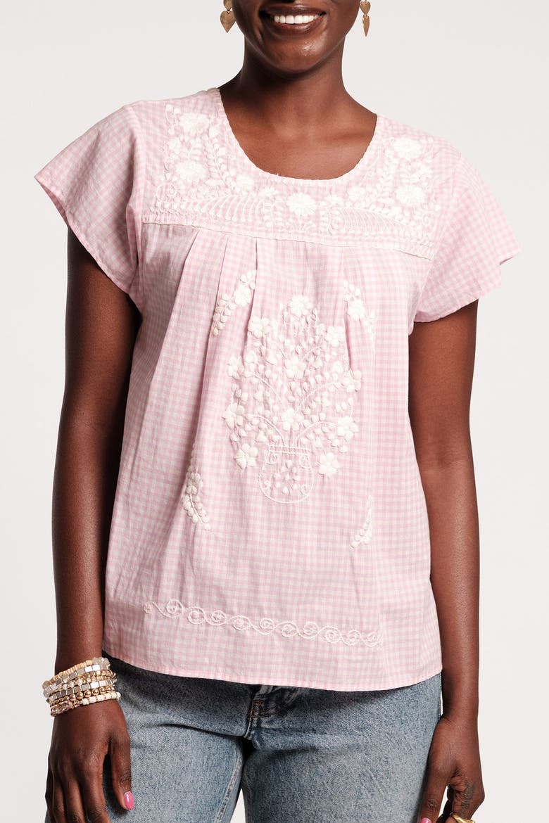 Camila Top Gingham, Main, color, Pink/Oyster