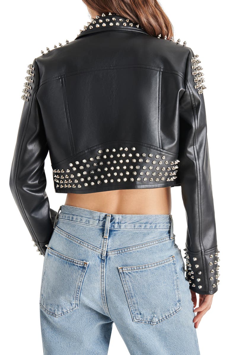 Steve Madden Tabby Stud Detail Faux Leather Jacket, Alternate, color, 