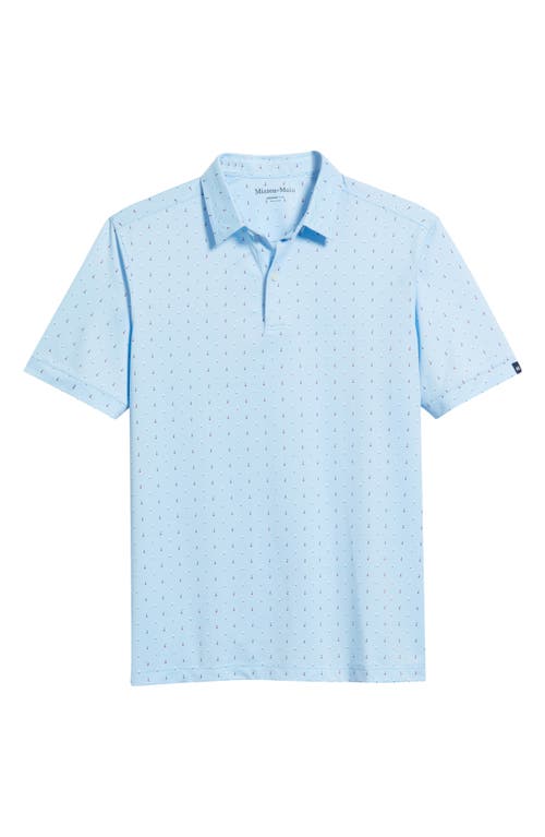 Mizzen + Main Mizzen+main Halyard Trim Fit Print Performance Polo In Light Blue Exclamation Geo