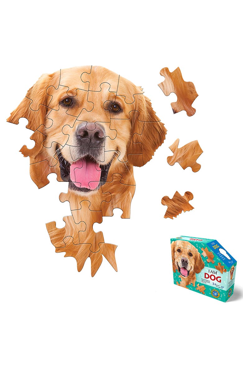 I Am Dog 24Piece Puzzle, Animal Headshaped Jigsaw, 14X18" Size, Main, color, Multicolored