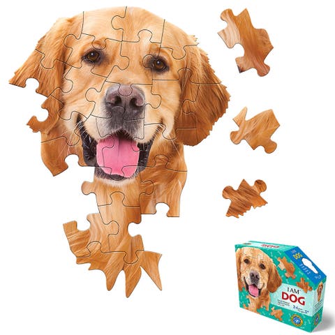 I Am Dog 24Piece Puzzle, Animal Headshaped Jigsaw, 14X18" Size