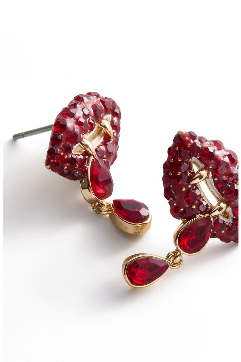 Bite Back Vampire Drop Earrings, Alternate, color, RED