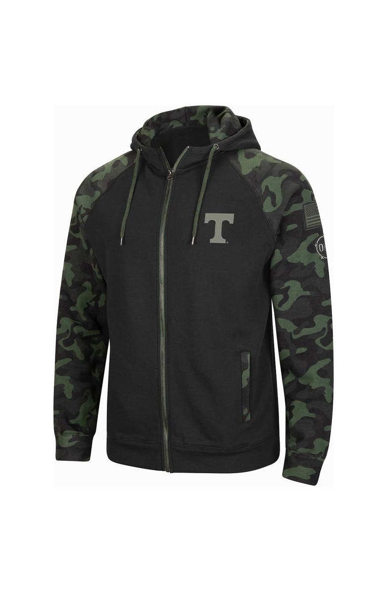 COLOSSEUM Men's Colosseum Black Tennessee Volunteers OHT Military Appreciation Camo Raglan Full-Zip Hoodie, Alternate, color, 