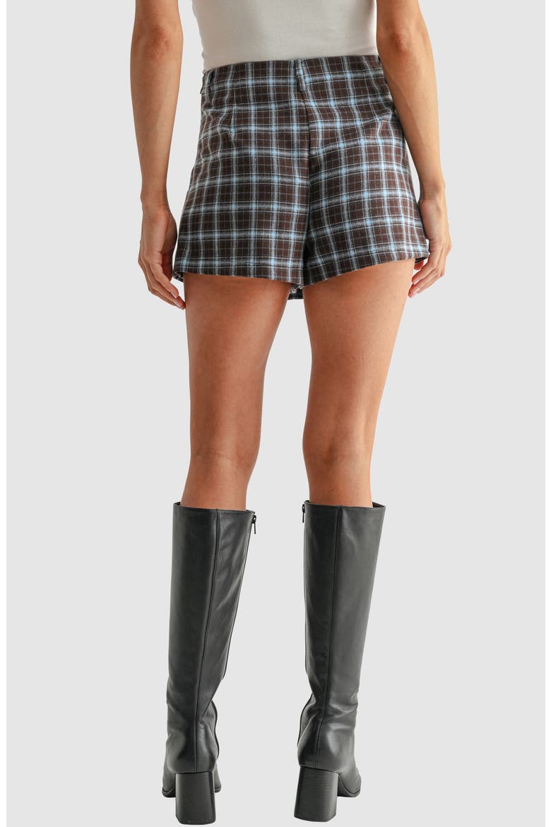 Plaid Pleated Mini Skort, Alternate, color, BROWN BLUE PLAID