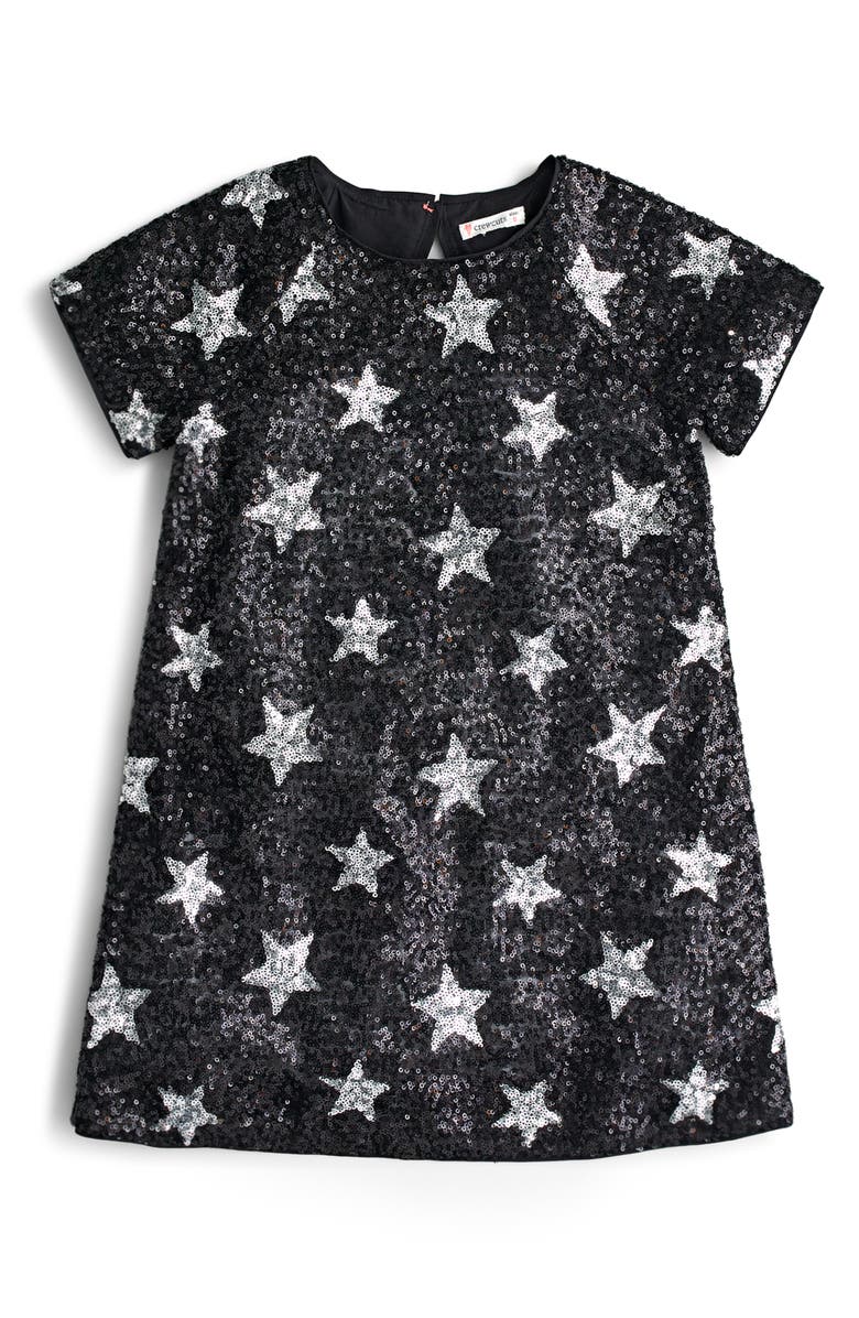 crewcuts by J.Crew Sequin Star Short Sleeve Dress, Main, color,