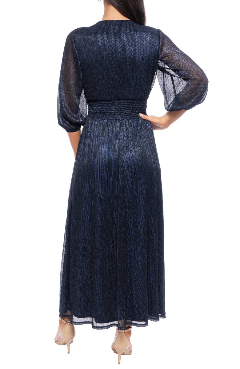 Marina Pleated Metallic Maxi Dress, Alternate, color,